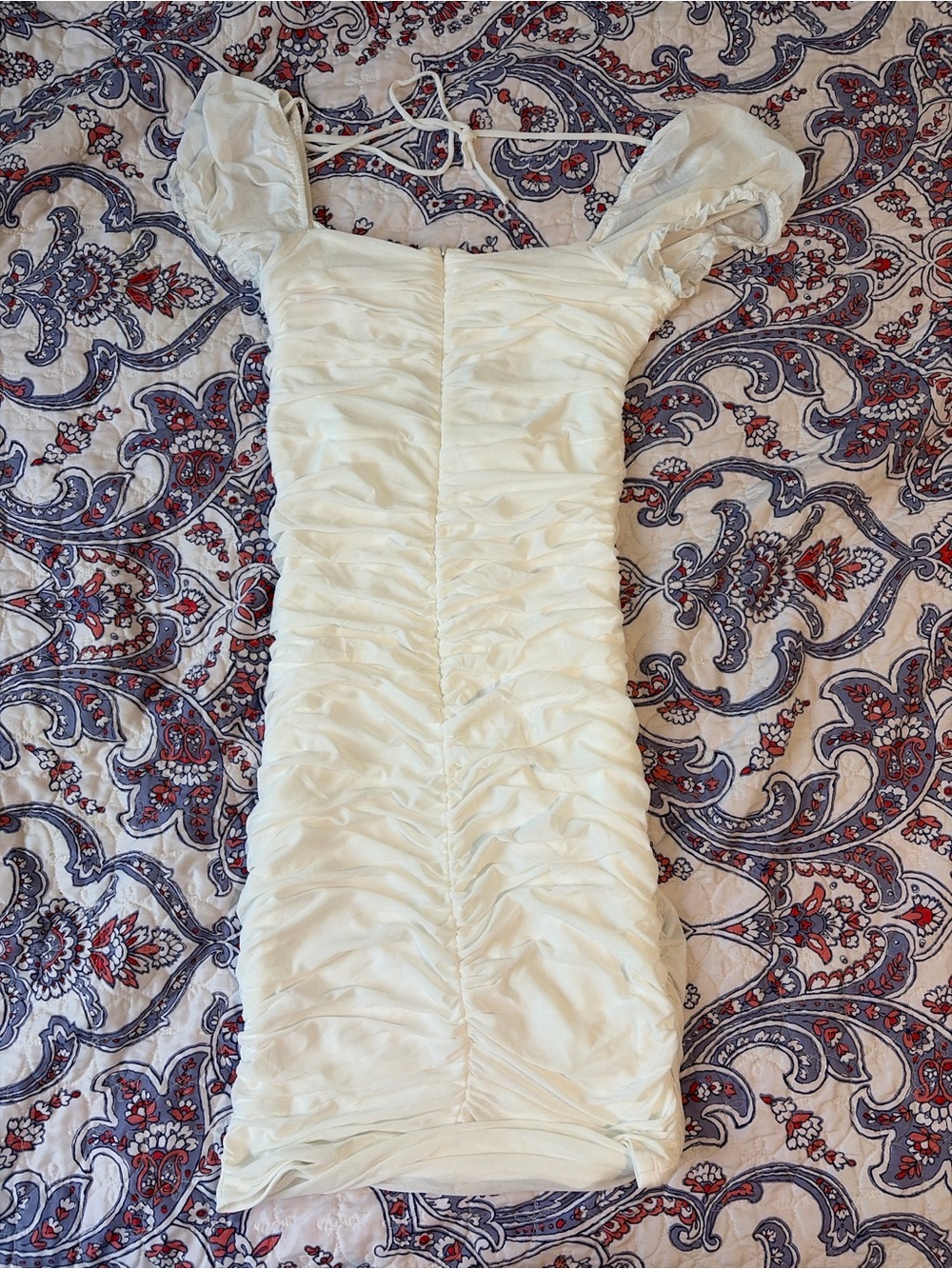 Lulu's Cream Ruched Mini Dress - Picture 3 of 3